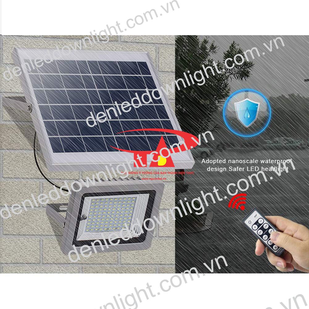 đ&egrave;n pha led năng lượng mặt trời 100W điều khiển từ xa