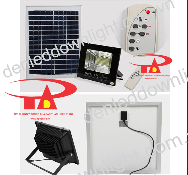 Đ&egrave;n pha led năng lượng mặt trời 120W dễ lắp đặt