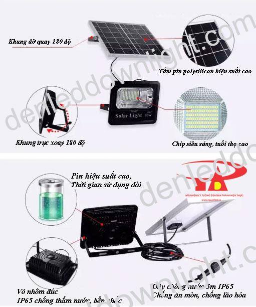đ&egrave;n pha led năng lượng mặt trời 60W hiện đại, tiết kiệm điện
