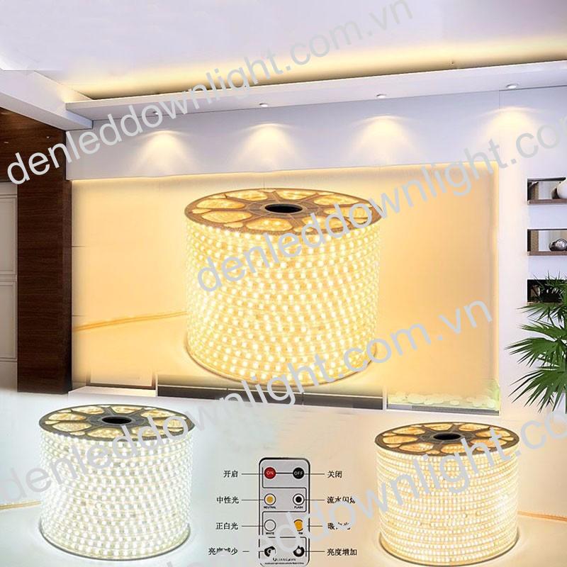 Đ&egrave;n led d&acirc;y 2835 d&ugrave;ng điện 220V cuộn d&agrave;i 100m m&agrave;u v&agrave;ng, loại tốt, gi&aacute; rẻ, si&ecirc;u s&aacute;ng