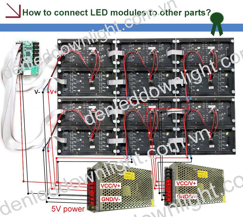 Cách đấu nguồn 5V 40A cho led module p10 hai tầng